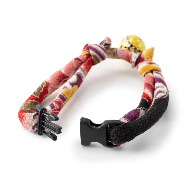 Necoichi Chirimen Plum Blossom Cat Collar Red