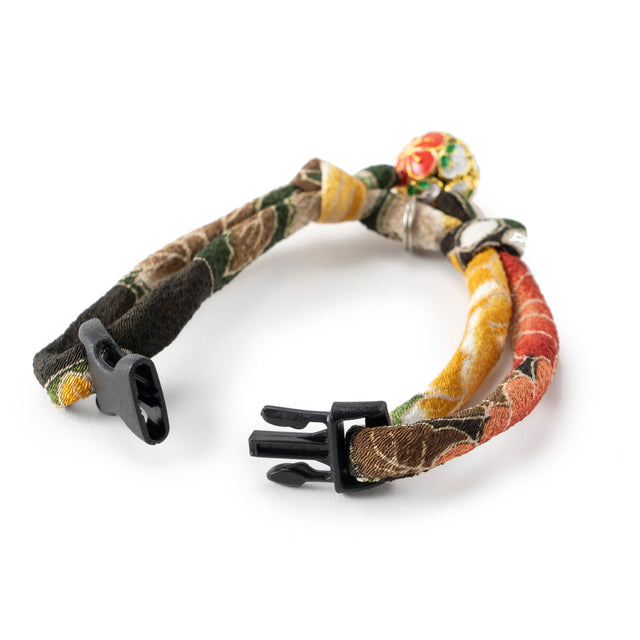 Necoichi Chirimen Plum Blossom Cat Collar Green
