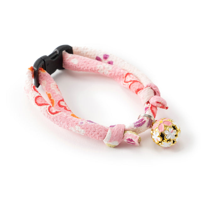Necoichi Chirimen Sakura Cat Collar Pink