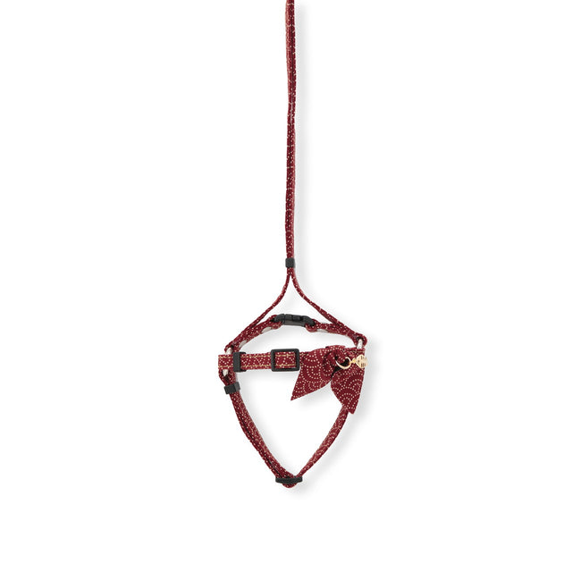 Necoichi ZEN Fish Charm Cat Harness & Leash Set Red