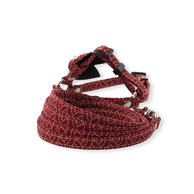 Necoichi ZEN Fish Charm Cat Harness & Leash Set Red