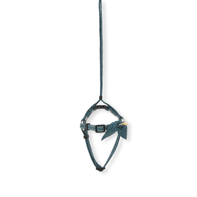 Necoichi ZEN Fish Charm Cat Harness & Leash Set Blue