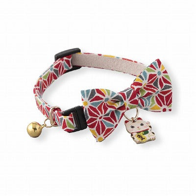 Necoichi Lucky Cat Charm Bow Tie Cat Collar Red