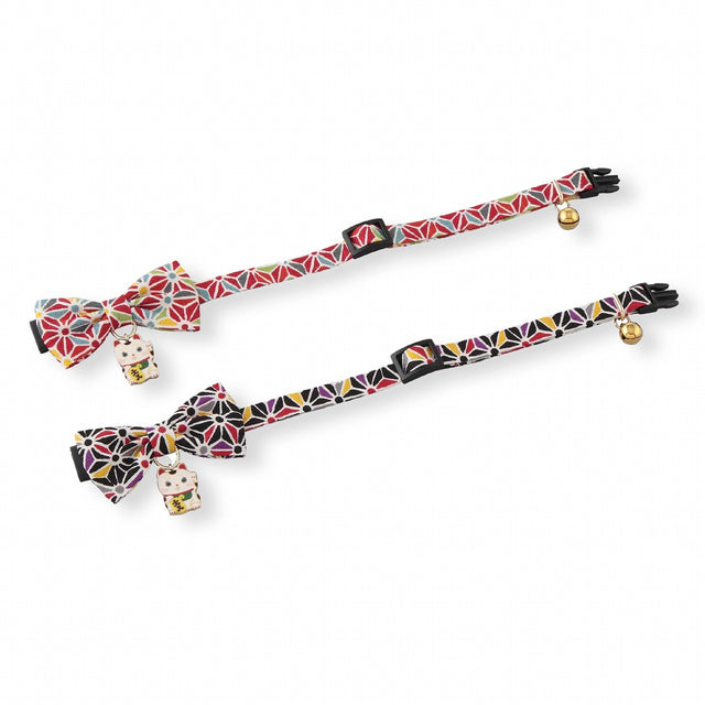 Necoichi Lucky Cat Charm Bow Tie Cat Collar Red