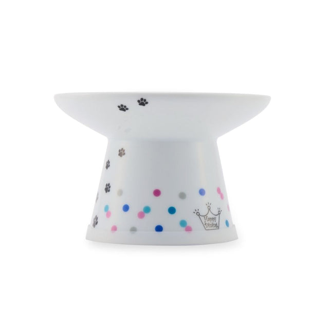 Necoichi Raised Cat Food Bowl Extra Wide (Colourful Dots Limited Edition)