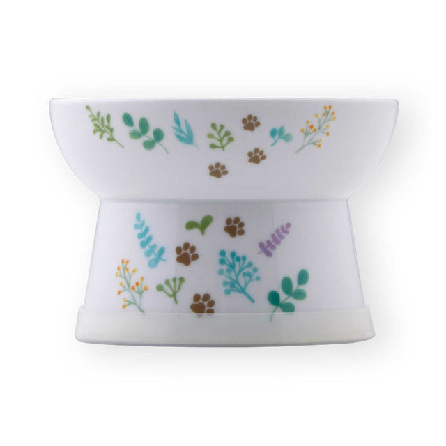 Necoichi Raised Cat Food Bowl (Botanical Garden)