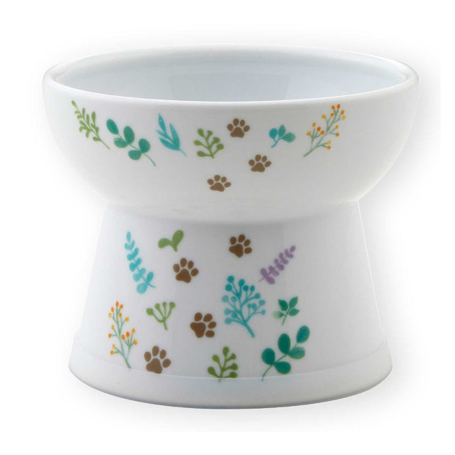 Necoichi Raised Cat Food Bowl (Botanical Garden)