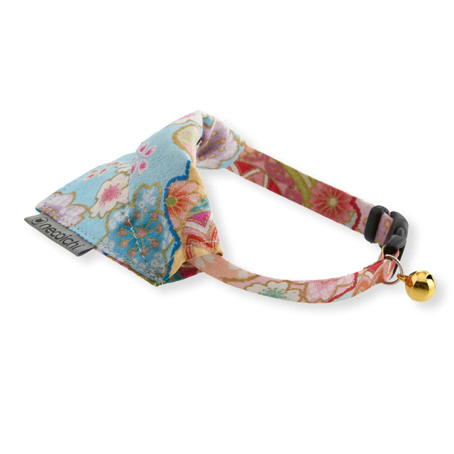 Necoichi Bandana Cat Collar With Air Tag Pocket (Blossoms Baby Blue)