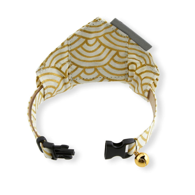 Necoichi Bandana Cat Collar With Air Tag Pocket (Gilded Wave White)