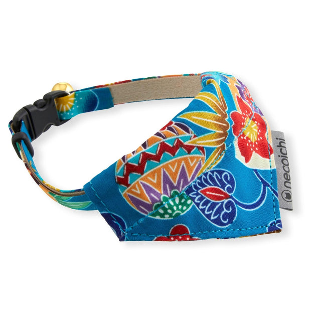 Necoichi Bandana Cat Collar With Air Tag Pocket (Yukata Blue)