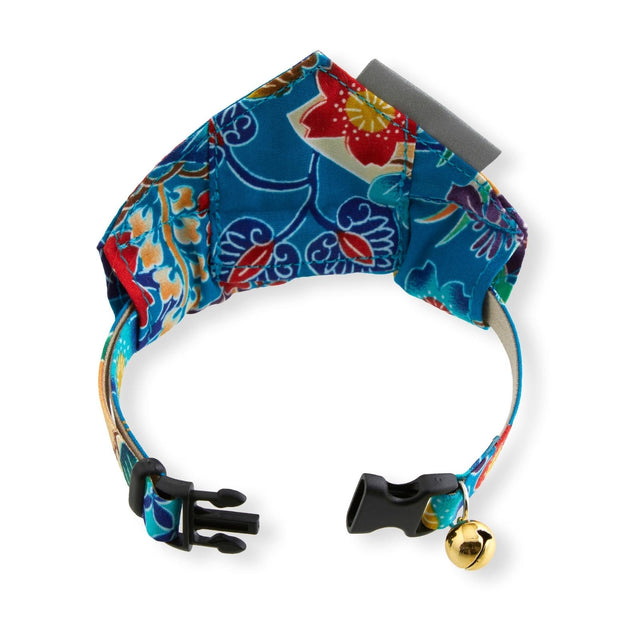 Necoichi Bandana Cat Collar With Air Tag Pocket (Yukata Blue)