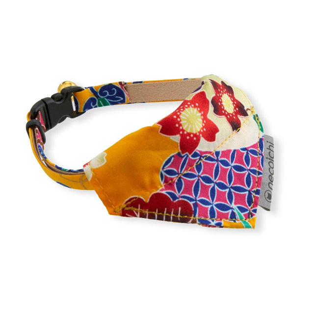 Necoichi Bandana Cat Collar With Air Tag Pocket (Yukata Yellow)