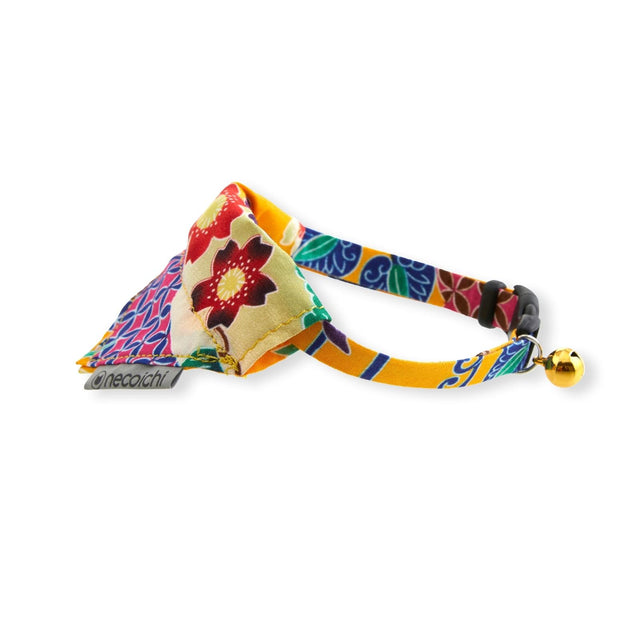 Necoichi Bandana Cat Collar With Air Tag Pocket (Yukata Yellow)