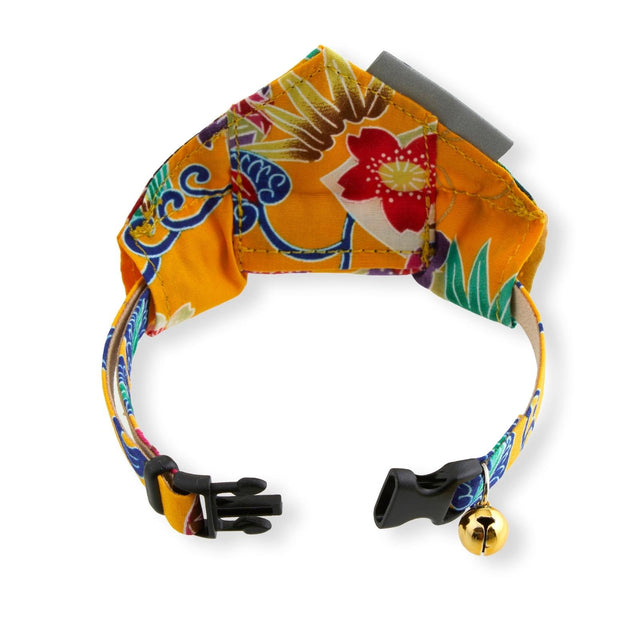 Necoichi Bandana Cat Collar With Air Tag Pocket (Yukata Yellow)