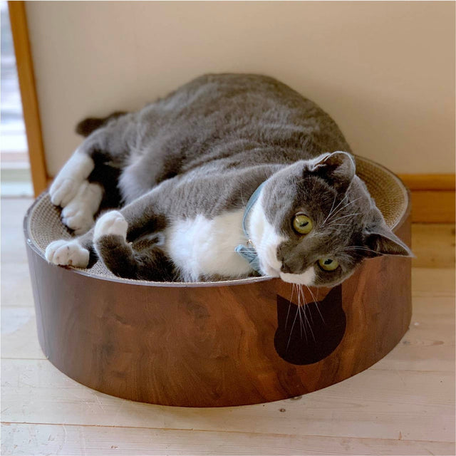 Necoichi Cozy Cat Scratcher Bowl Dark Cherry