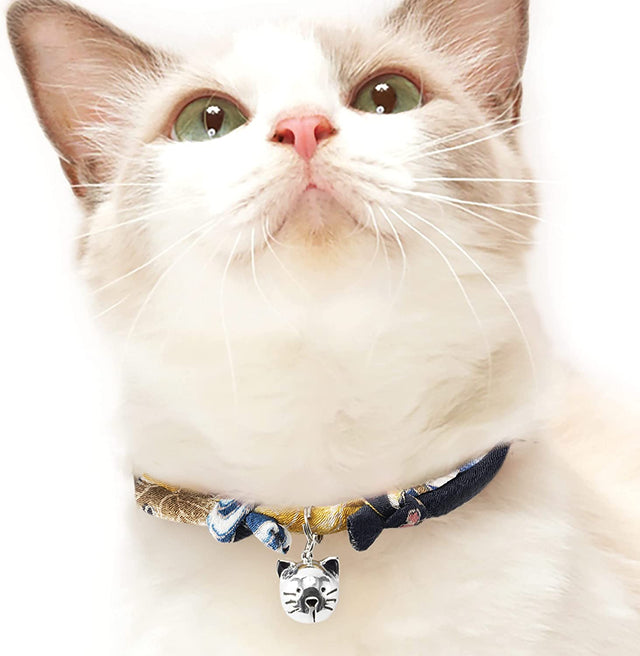 Necoichi Chirimen Hanabi Fireworks Cat Collar Midnight Blue