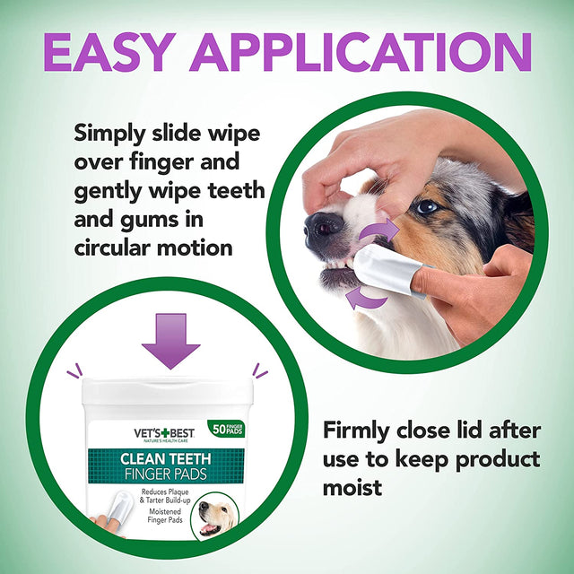 Vet's Best Clean Dental Care Finger Wipes for Dogs and Cats x 50 Wipes
