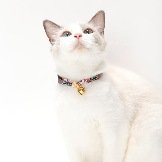 Necoichi Chirimen Hanabi Fireworks Cat Collar Grey