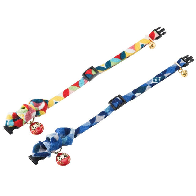 Necoichi Daruma Charm Bow Tie Cat Collar Blue