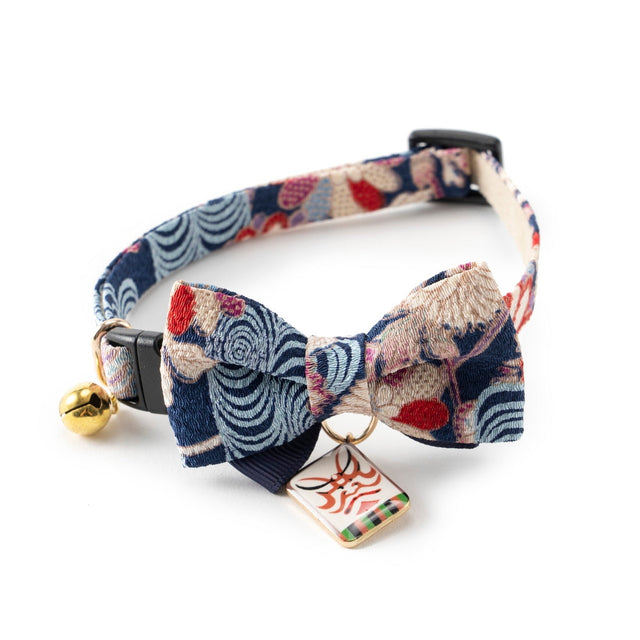 Necoichi Kabuki Charm Bow Tie Cat Collar Navy
