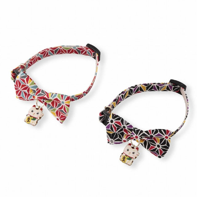 Necoichi Lucky Cat Charm Bow Tie Cat Collar Black