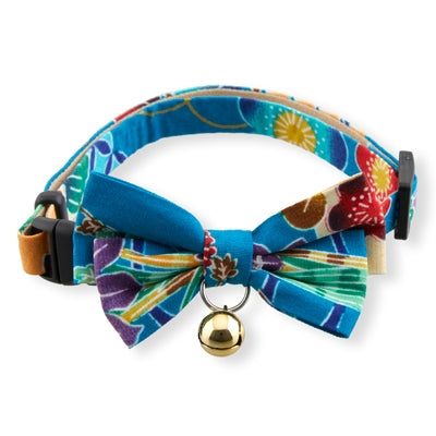 Necoichi Yukata Bow Tie Cat Collar Blue