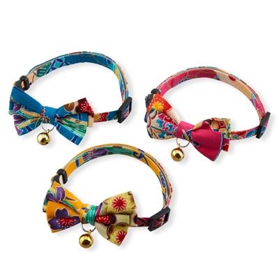 Necoichi Yukata Bow Tie Cat Collar Blue