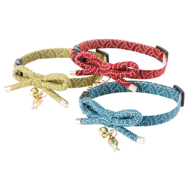 Necoichi ZEN Fish Charm Cat Collar Red