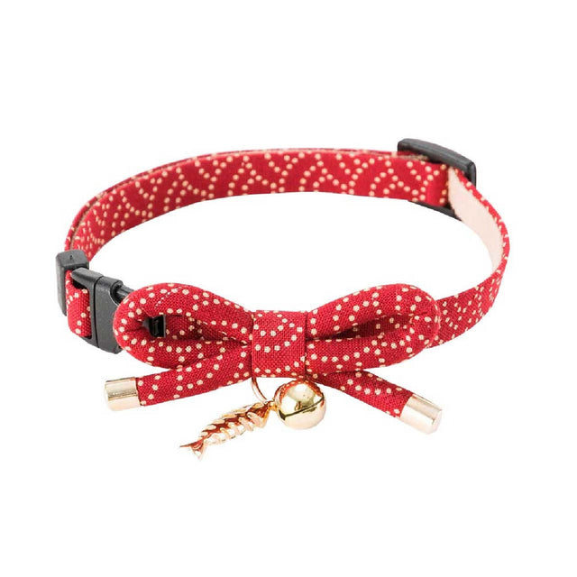 Necoichi ZEN Fish Charm Cat Collar Red