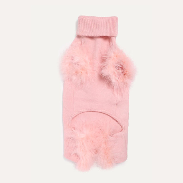 Max Bone Feather Dog Knit Onesie - Peach