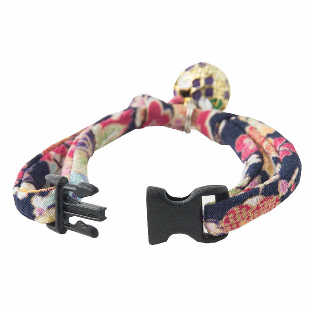 Necoichi Chirimen Temari Dynasty Cat Collar Purple