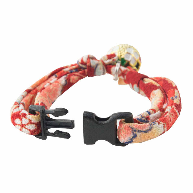 Necoichi Chirimen Temari Dynasty Cat Collar Red