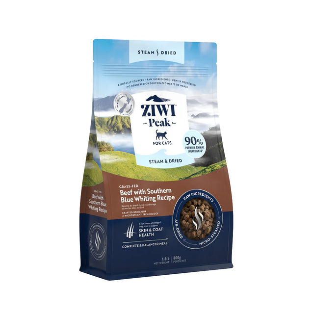 ZIWI Peak Steam & Dried Grass-fed Beef with Southern Blue Whiting for Cats