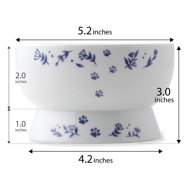 Necoichi Raised Cat Water Bowl (Nordic Blue)