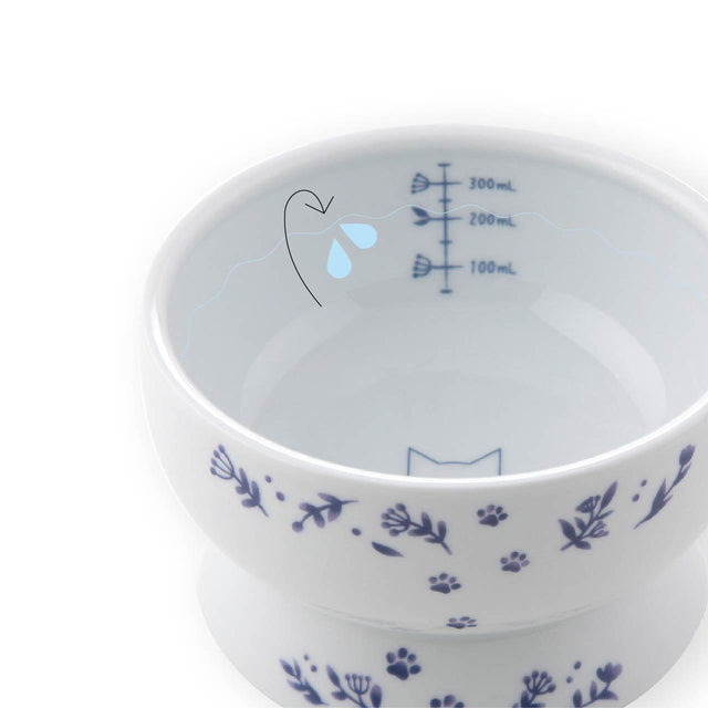 Necoichi Raised Cat Water Bowl (Nordic Blue)