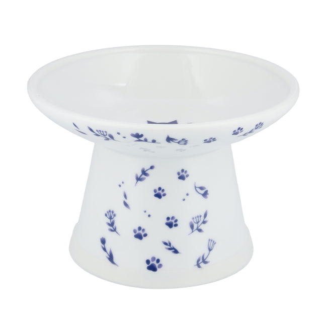 Necoichi Raised Cat Food Bowl Extra Wide (Nordic Blue)