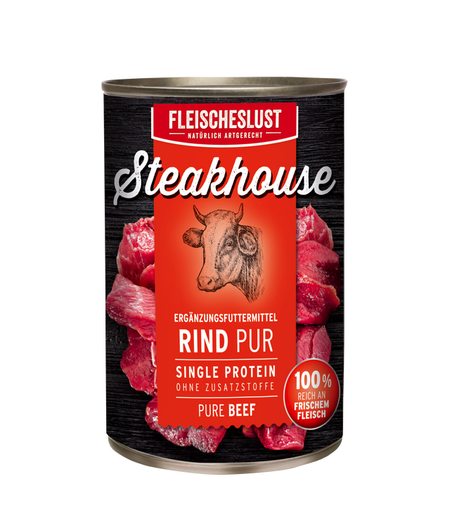 Fleischeslust Steakhouse 100% pure beef for dogs