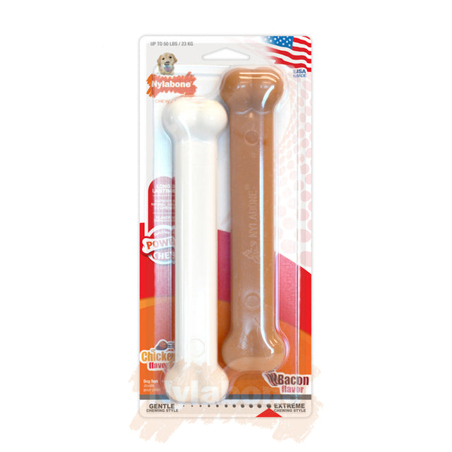Nylabone Bacon / Chicken Extreme Bone Twin Pack
