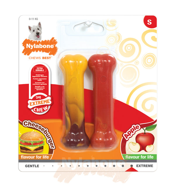 Nylabone Beef with Cheese Extreme Texture Bone Twin Pack