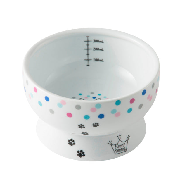 Necoichi Raised Cat Water Bowl (Colourful Dots)