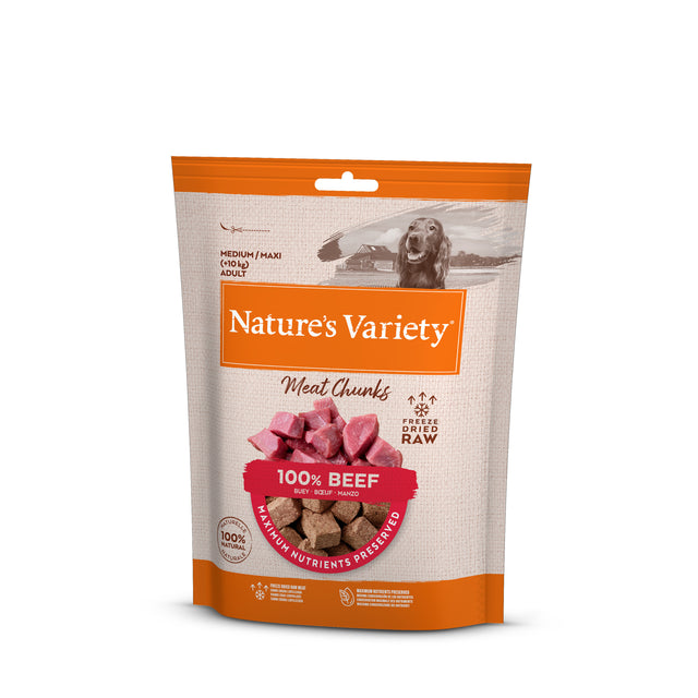 Nature's Variety Freeze Dried Meat Chunks 100% Beef for Adult Dogs