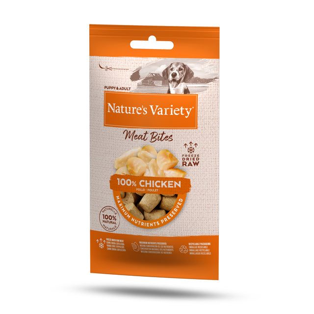 Nature's Variety Freeze Dried Meat Bites 100% Chicken for Adult Dogs