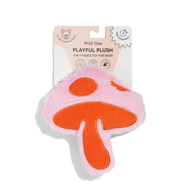 Wild One Dog Toy Playful Plush - Mushroom