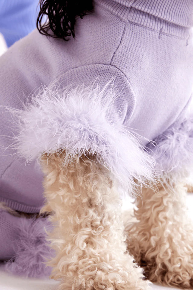Max Bone Feather Dog Knit Onesie - Lavender