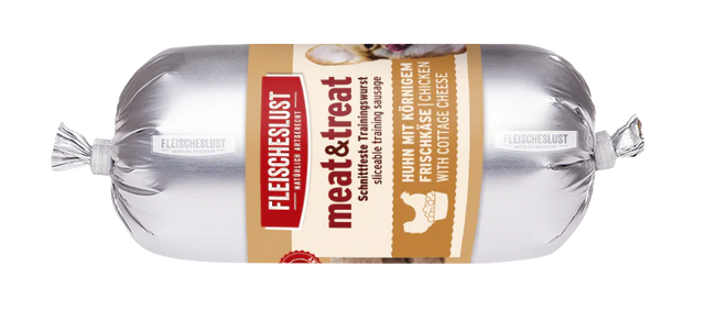 Fleischeslust Meat & trEAT Dog Training Sausage, Chicken with Cheese