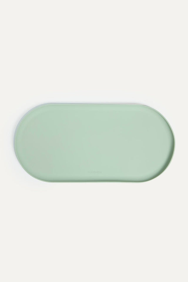 Max Bone Dog Oval Feeding Mat Sea Foam