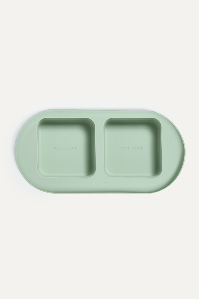 Max Bone Dog Square Bowls & Mat Set Sea Foam