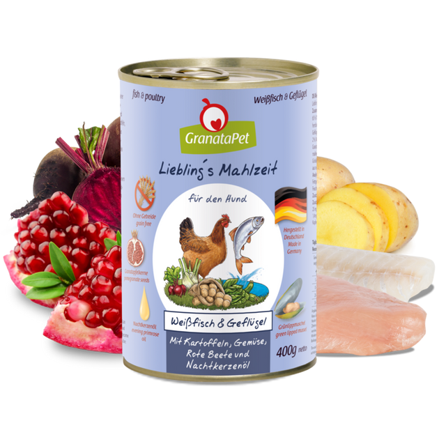 Granatapet Dog wet food Liebling's Mahlzeit fish & poultry