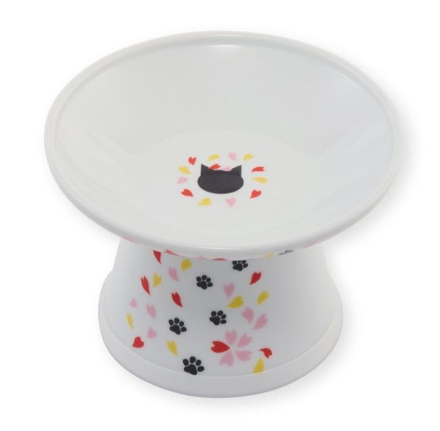 Necoichi Raised Cat Food Bowl Extra Wide (New Sakura)