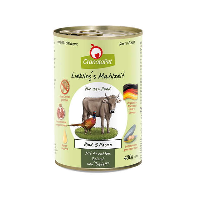 Granatapet Dog wet food Liebling's Mahlzeit beef & pheasant